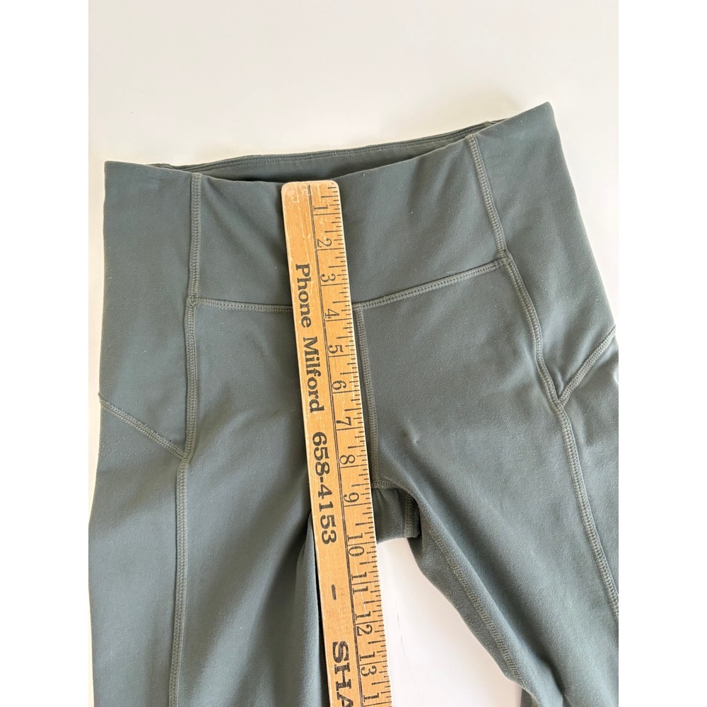 Athleta Womens Leggings Small Green Stretchy Mesh High Rise Yoga Gym Activewear - Picture 12 of 14